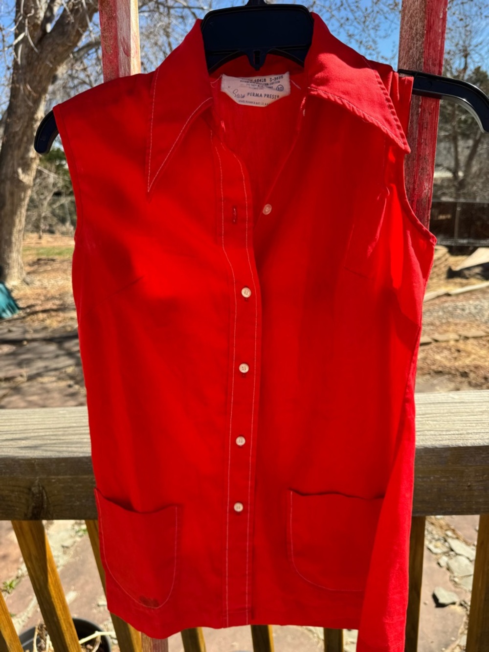 Vintage Sears Sleeveless Button-Front Top